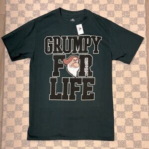 NWT Disney Grumpy For Life Dark Green Tee SZ S